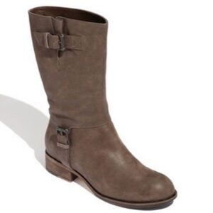 Cole Haan Brown Leather Mid-Calf Buckle Combat Boots